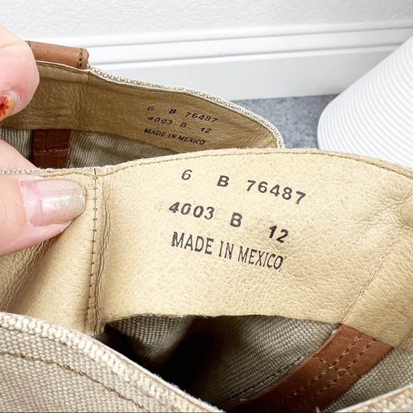 Frye Melissa Canvas and Leather Tall Boots Brown Size 6 - Picture 10 of 11